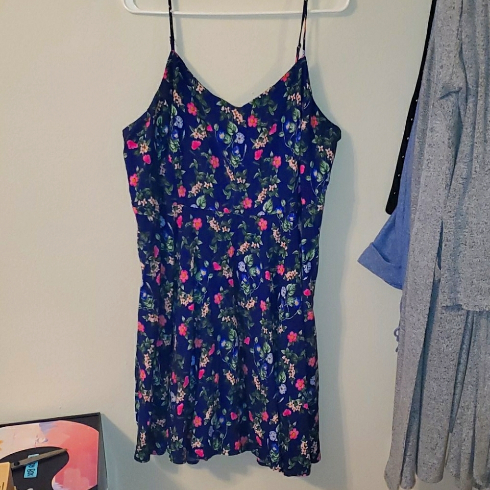 Navy Floral fit and flare dress